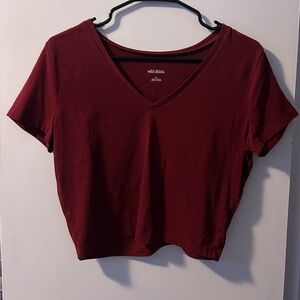 Wild Fable Burgundy V-Neck Crop Top